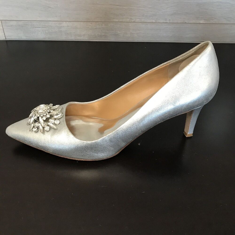 Elegant Silver Women's Heels with Embellishment